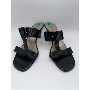Anne Klein Womens 'MABELGIN TJ' Black Patent Leather‎ Strappy Dress Sandal 8M